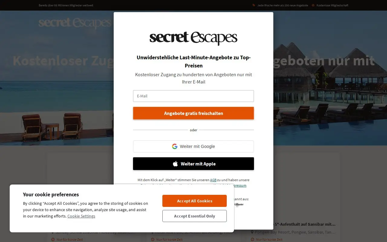 Landing page screenshot