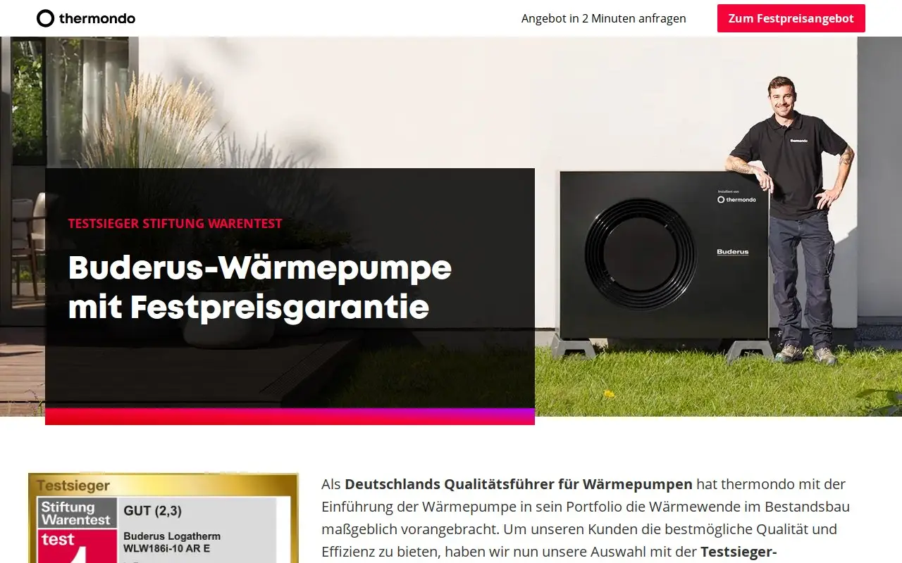 Landing page screenshot