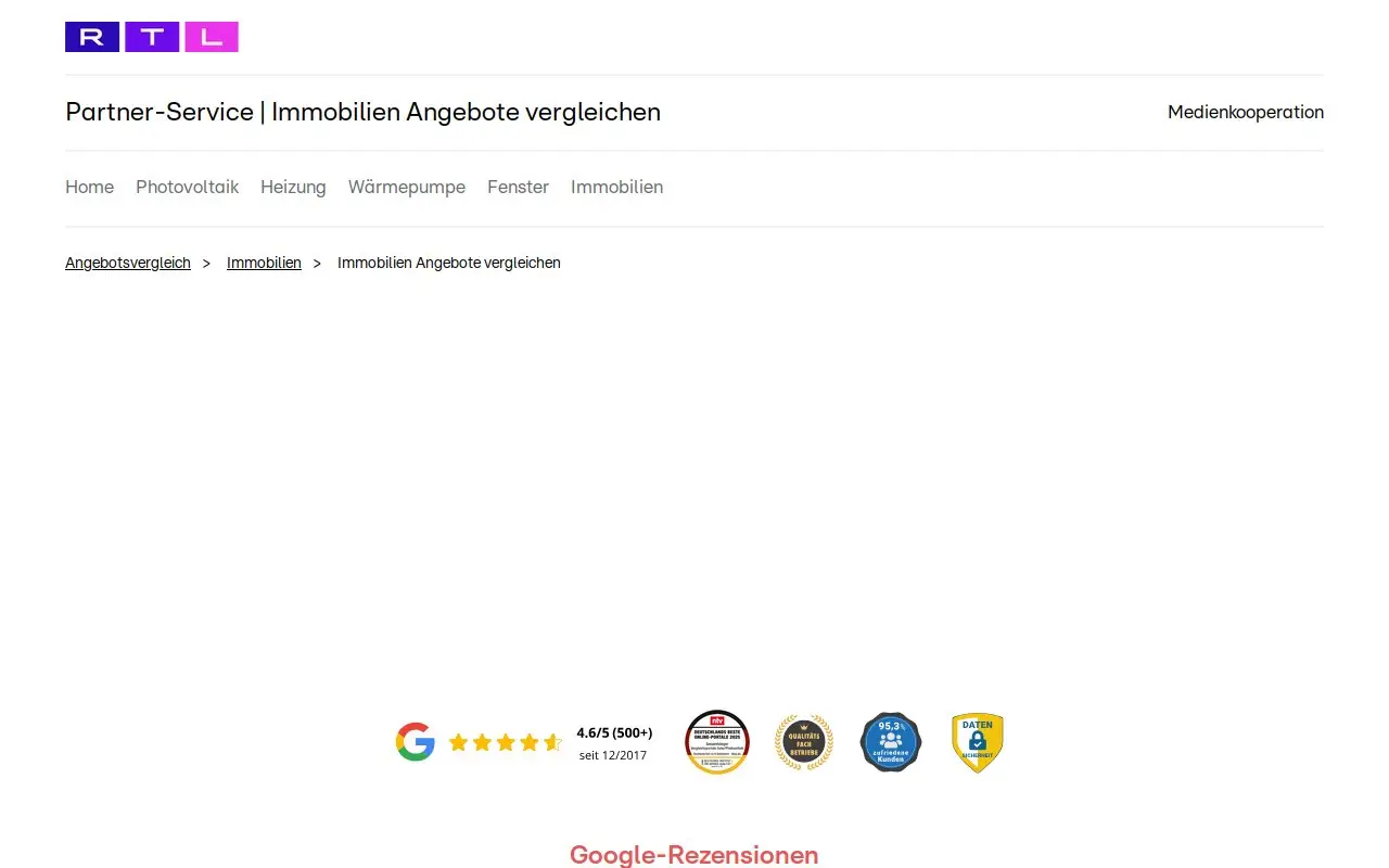 Landing page screenshot