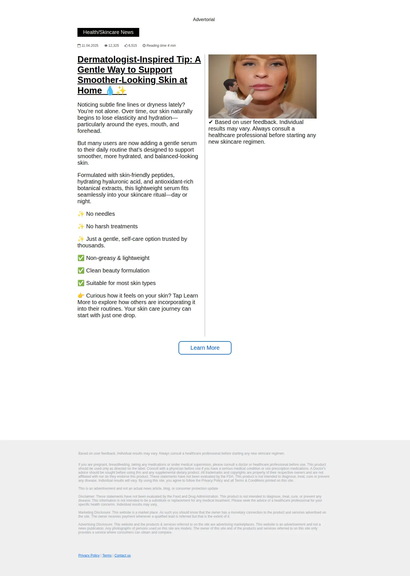 Landing page screenshot