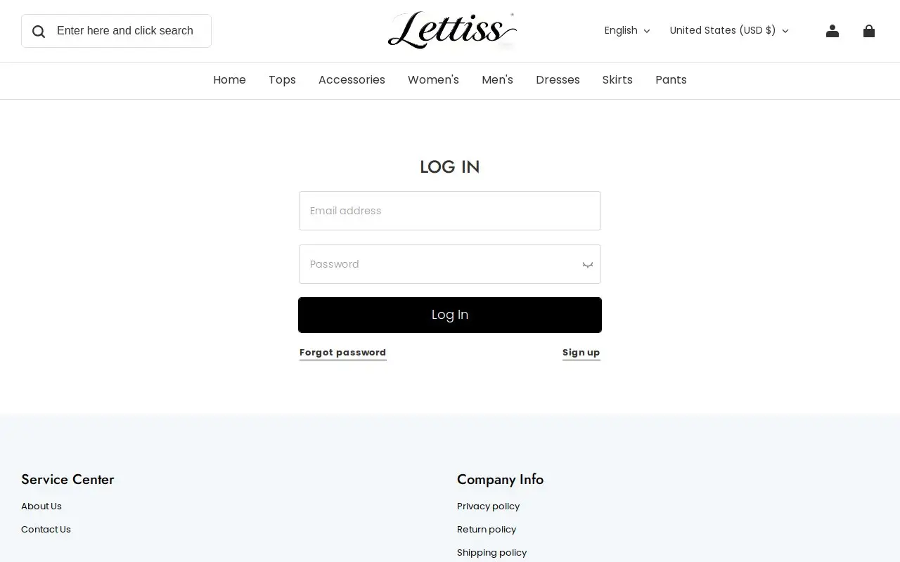 Landing page screenshot