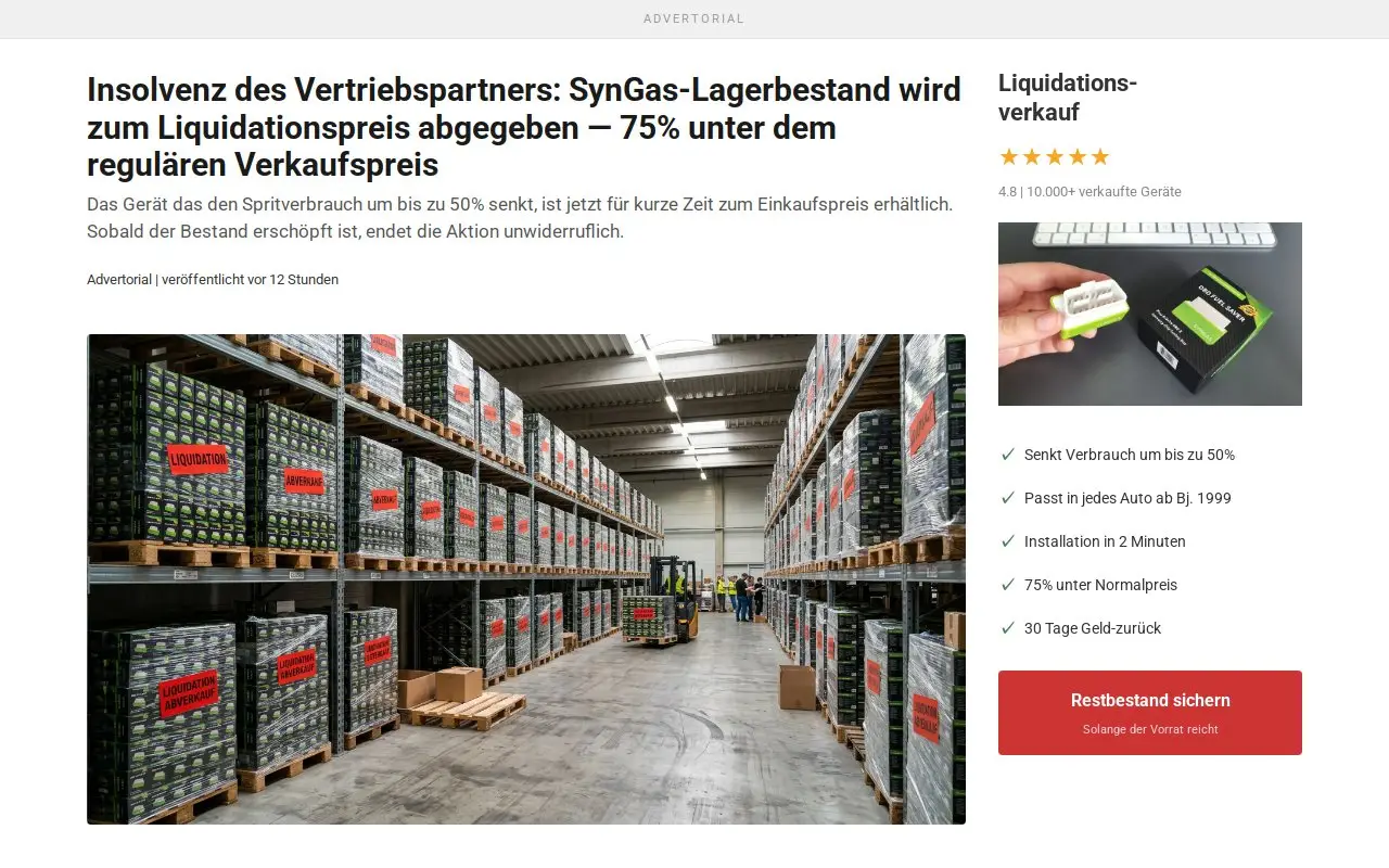 Landing page screenshot