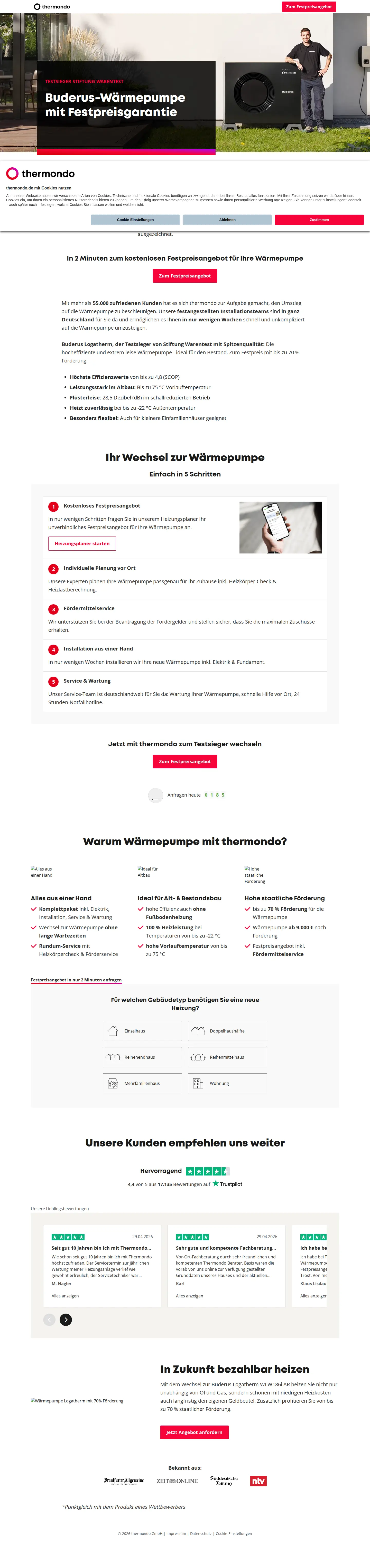 Landing page screenshot