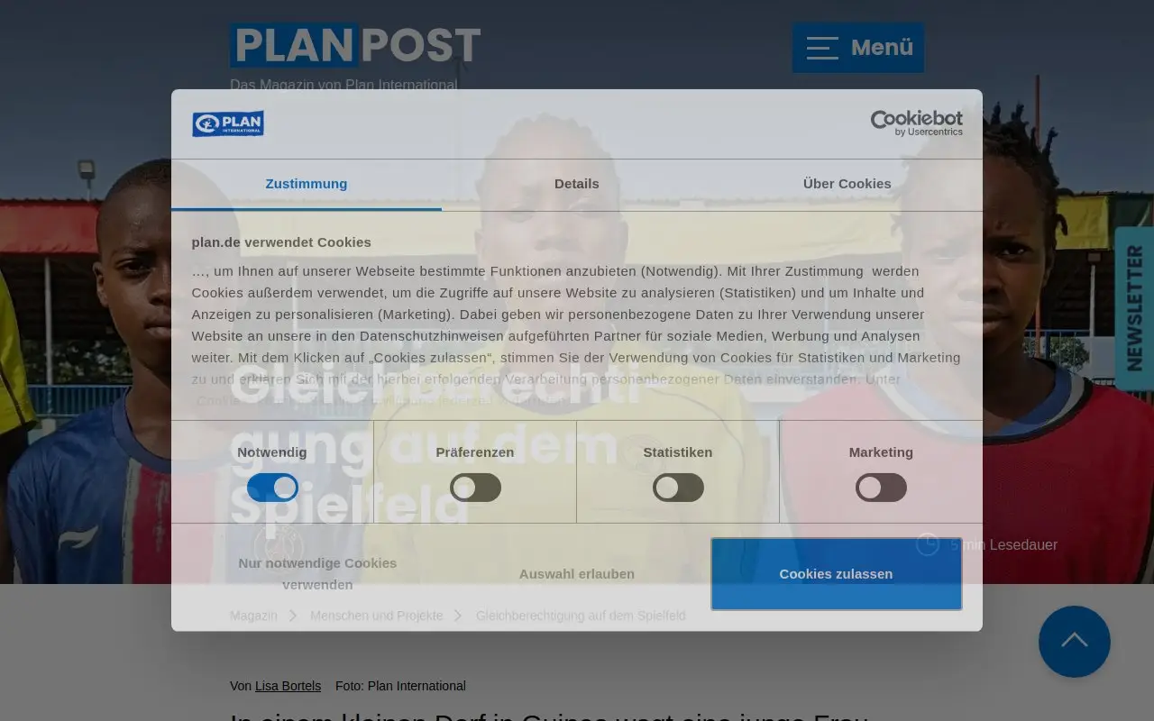 Landing page screenshot