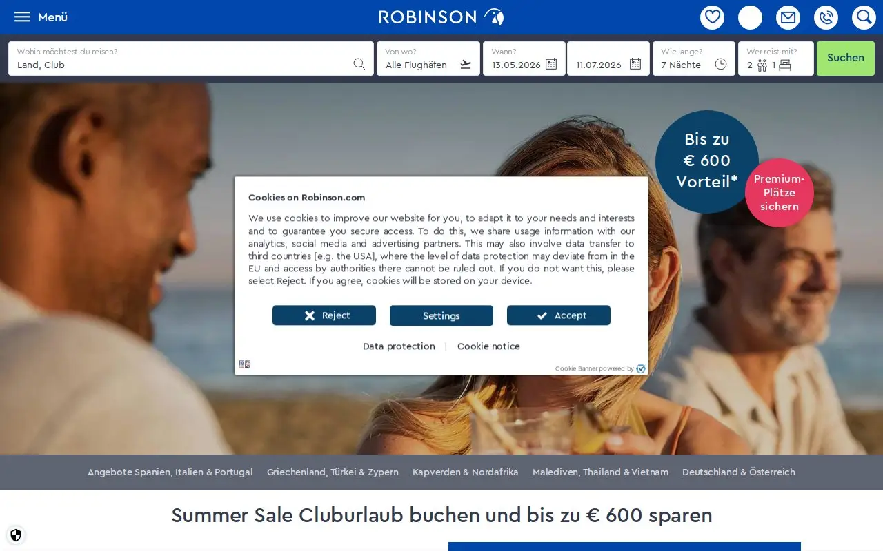 Landing page screenshot
