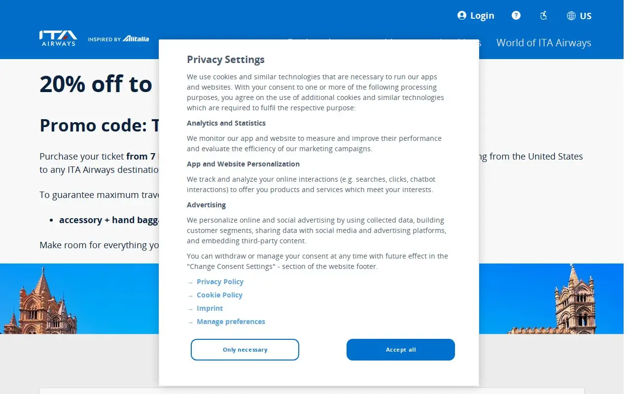Landing page screenshot