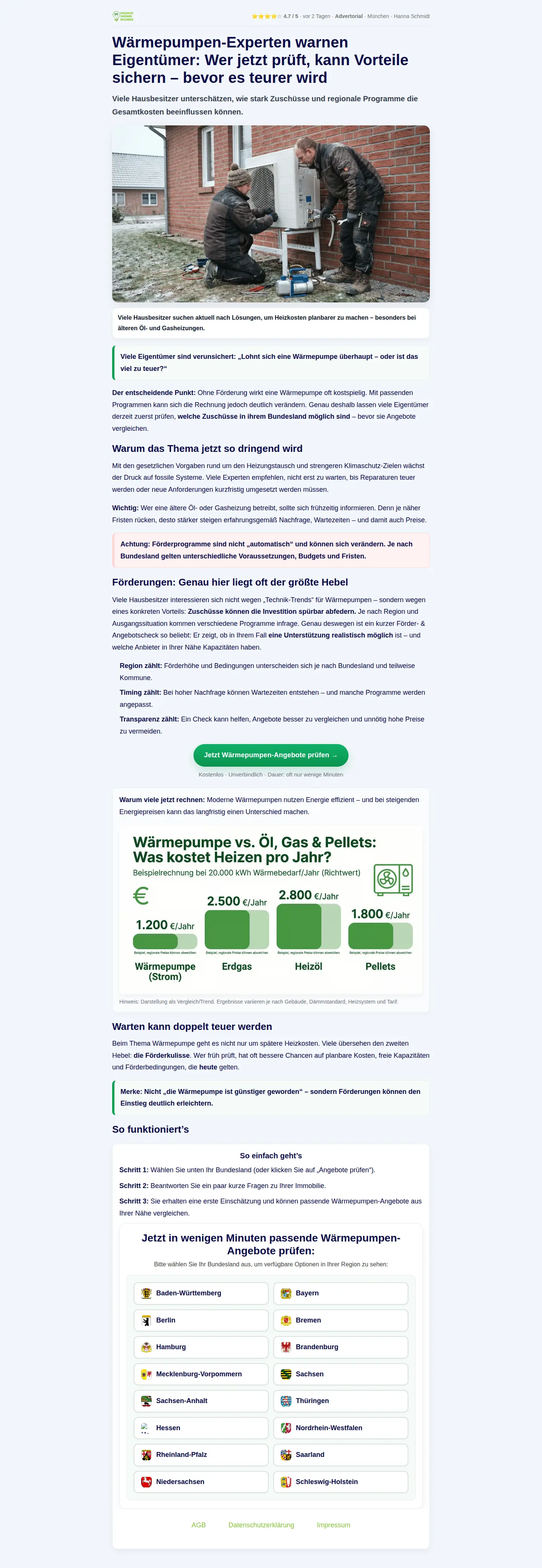 Landing page screenshot