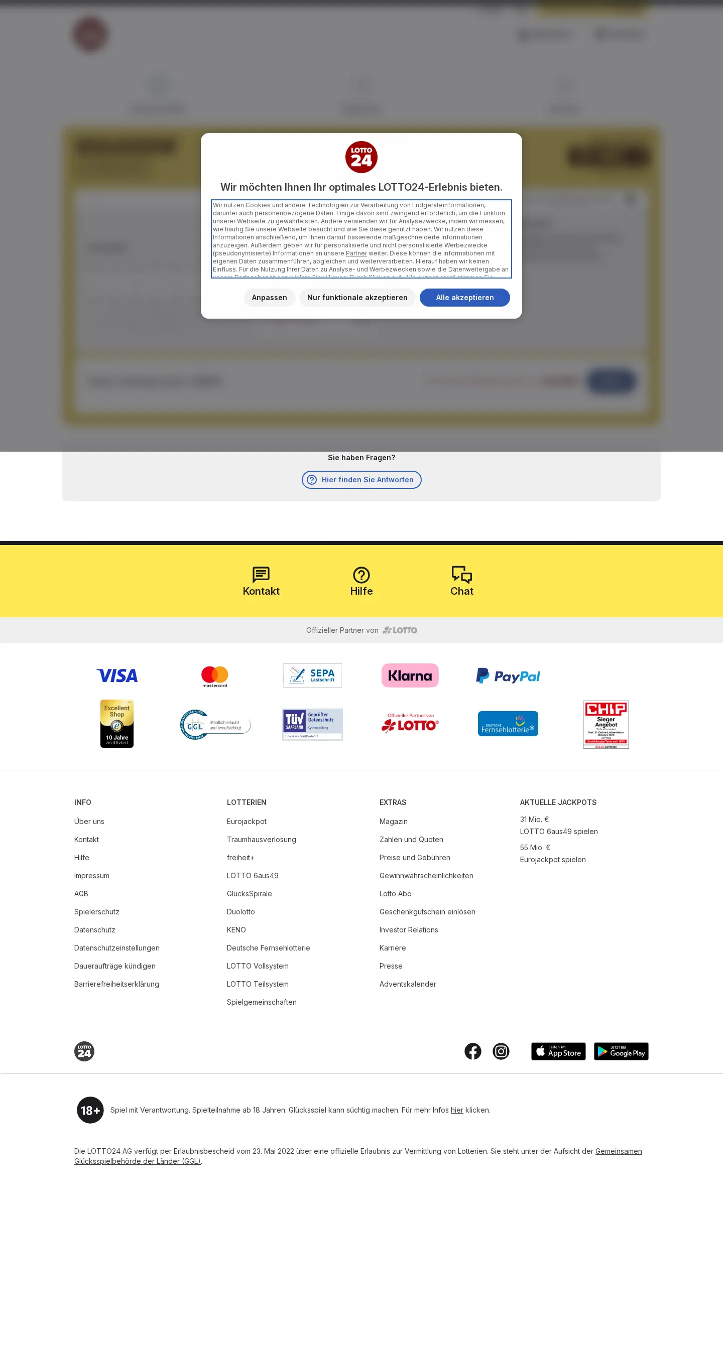 Landing page screenshot
