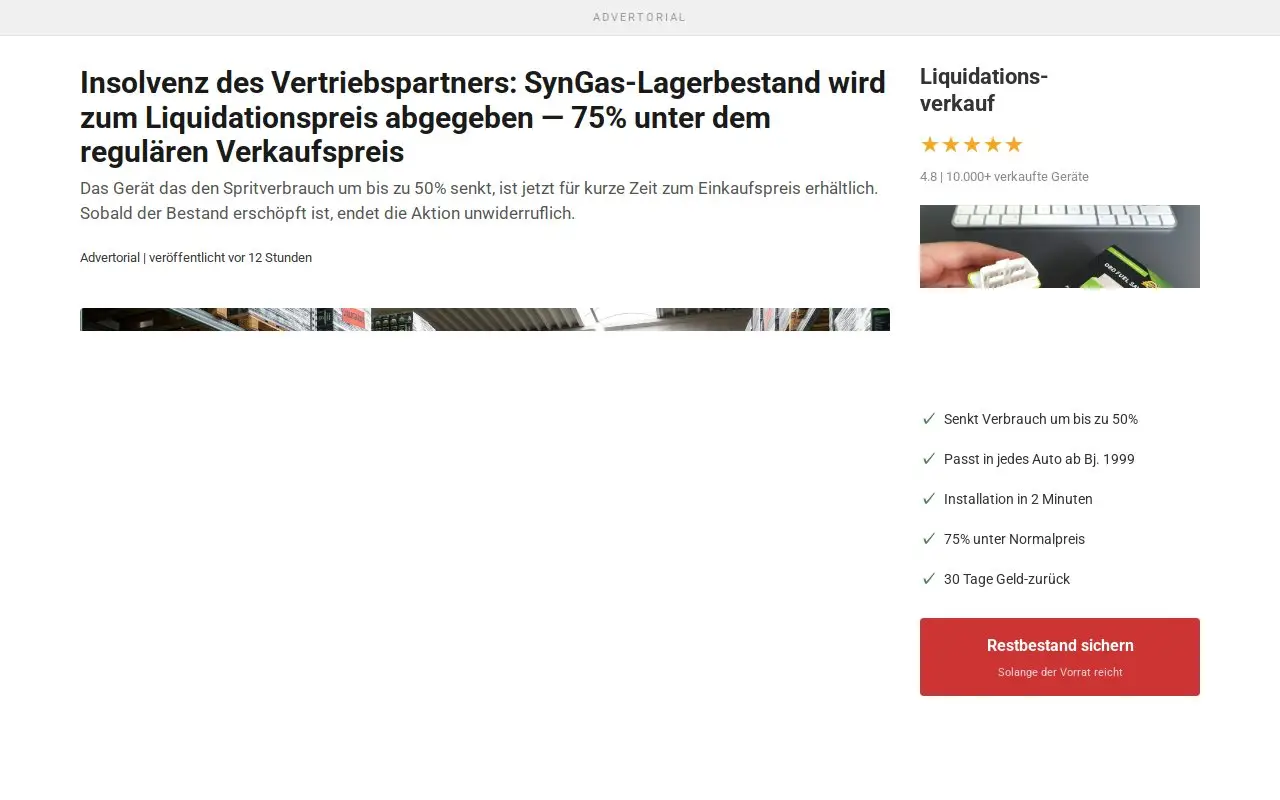 Landing page screenshot