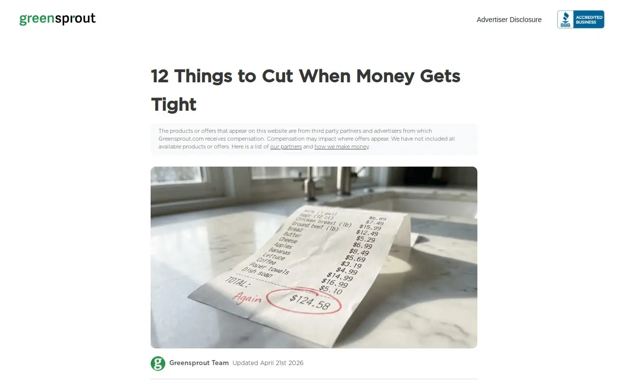Landing page screenshot