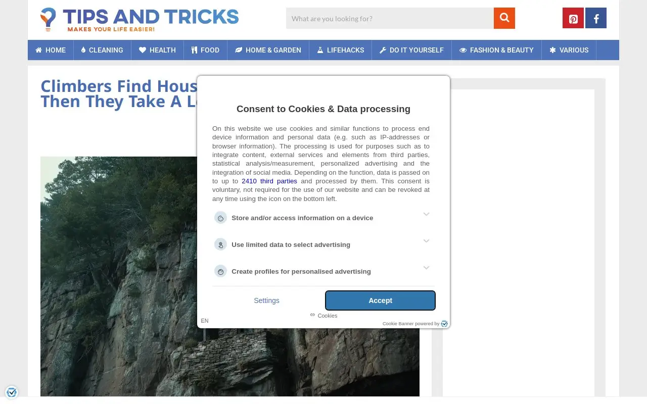 Landing page screenshot
