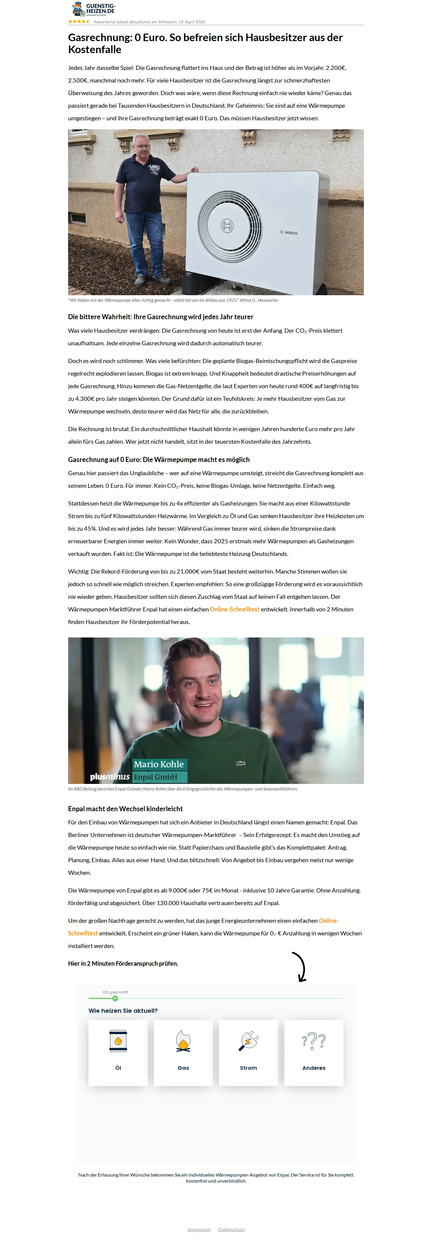 Landing page screenshot
