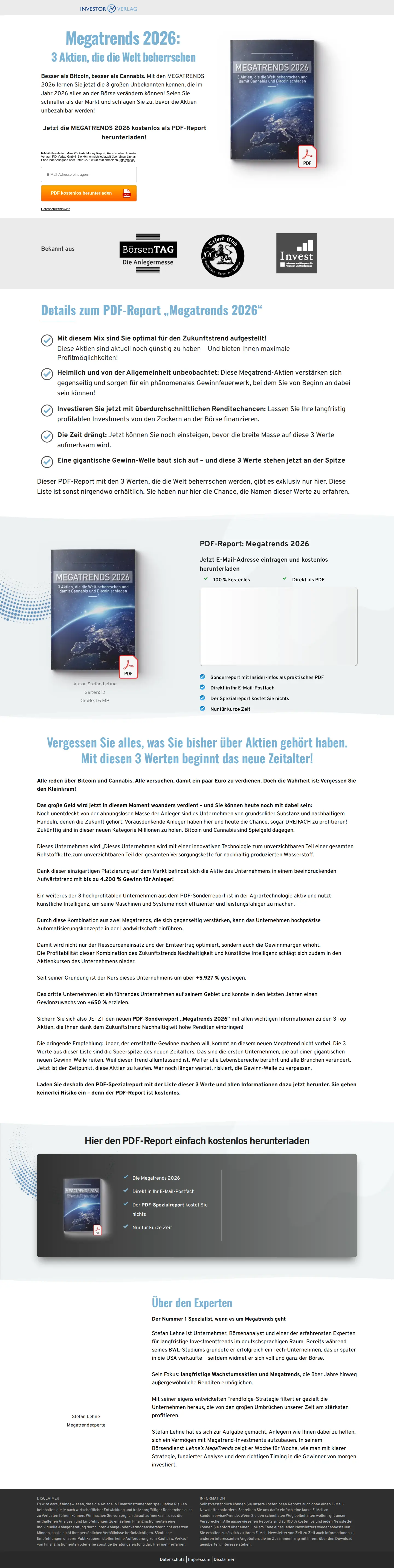 Landing page screenshot