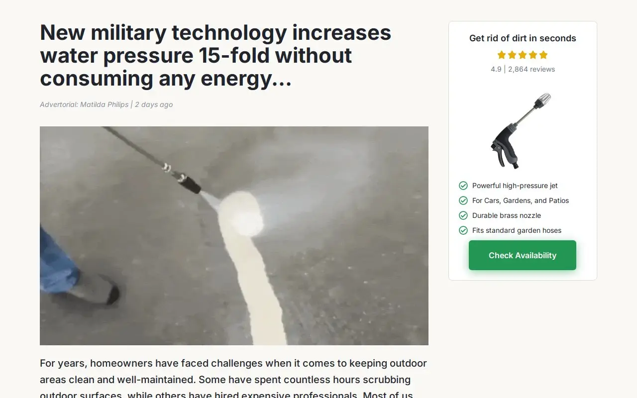Landing page screenshot