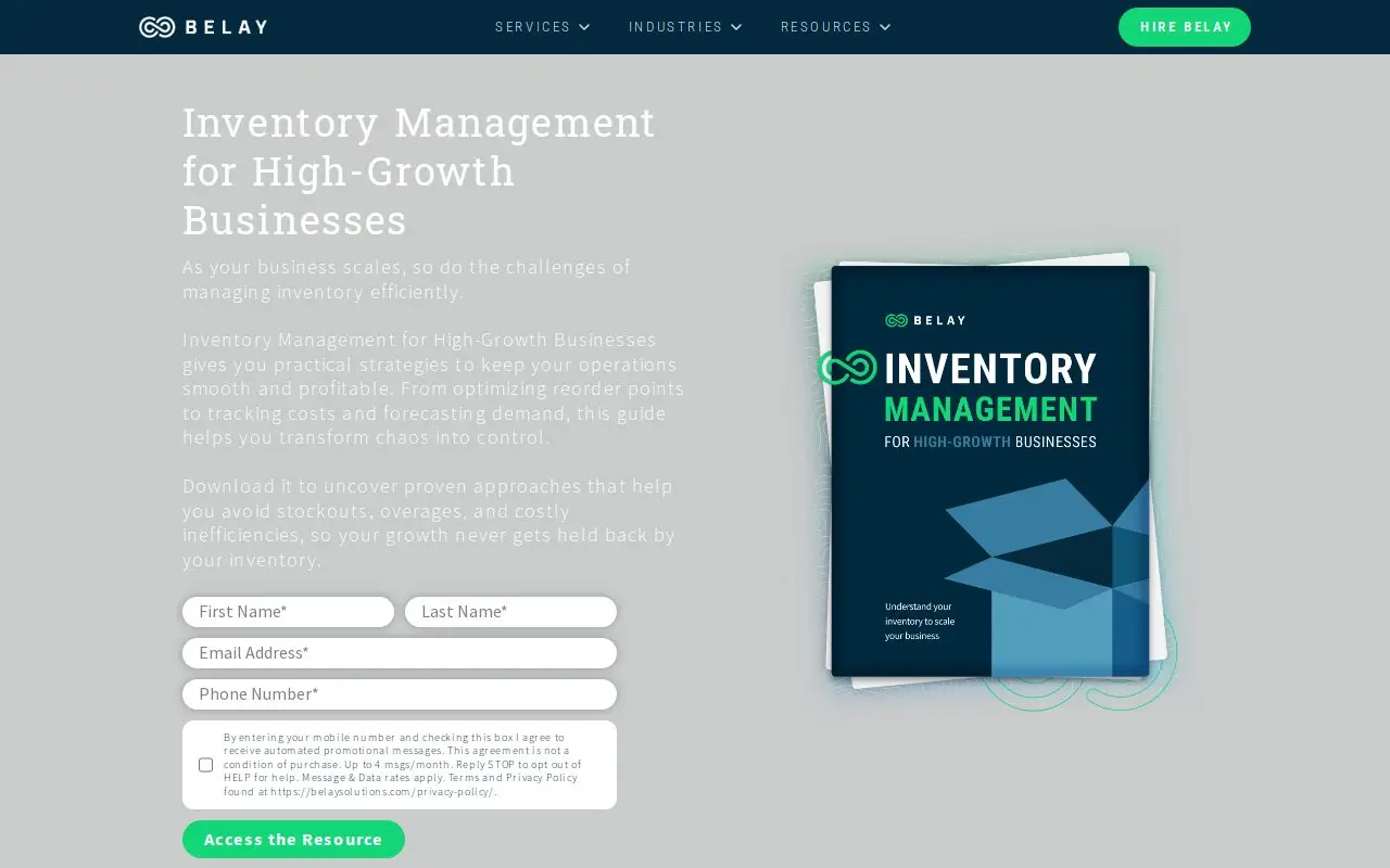 Landing page screenshot