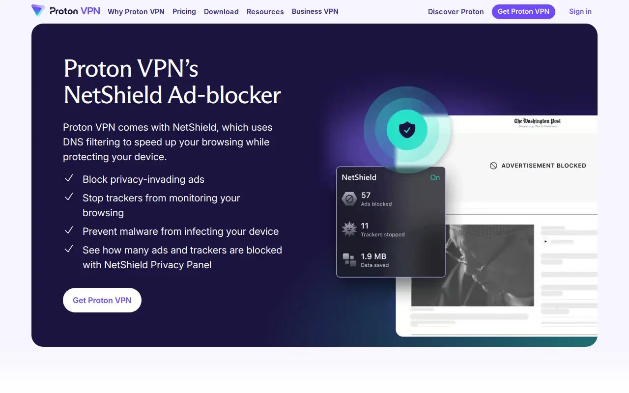Landing page screenshot