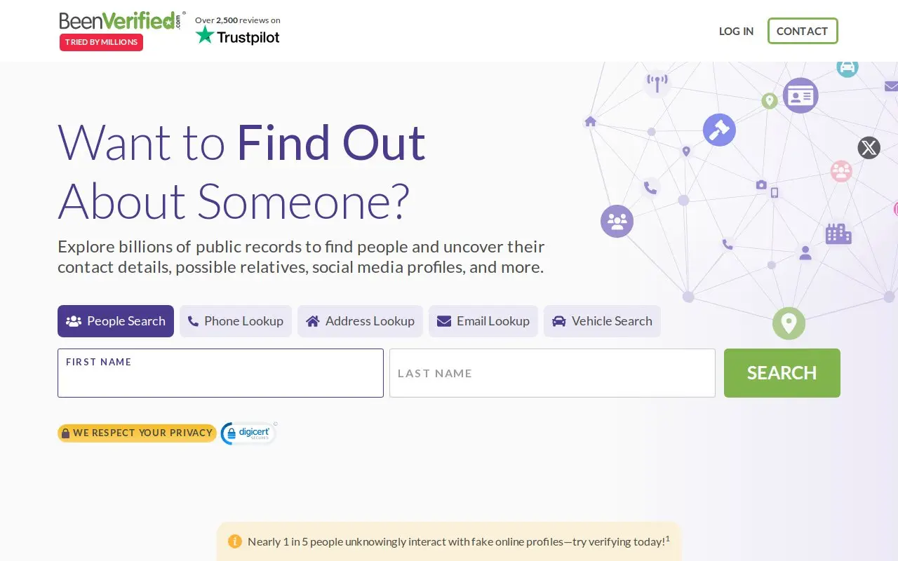 Landing page screenshot