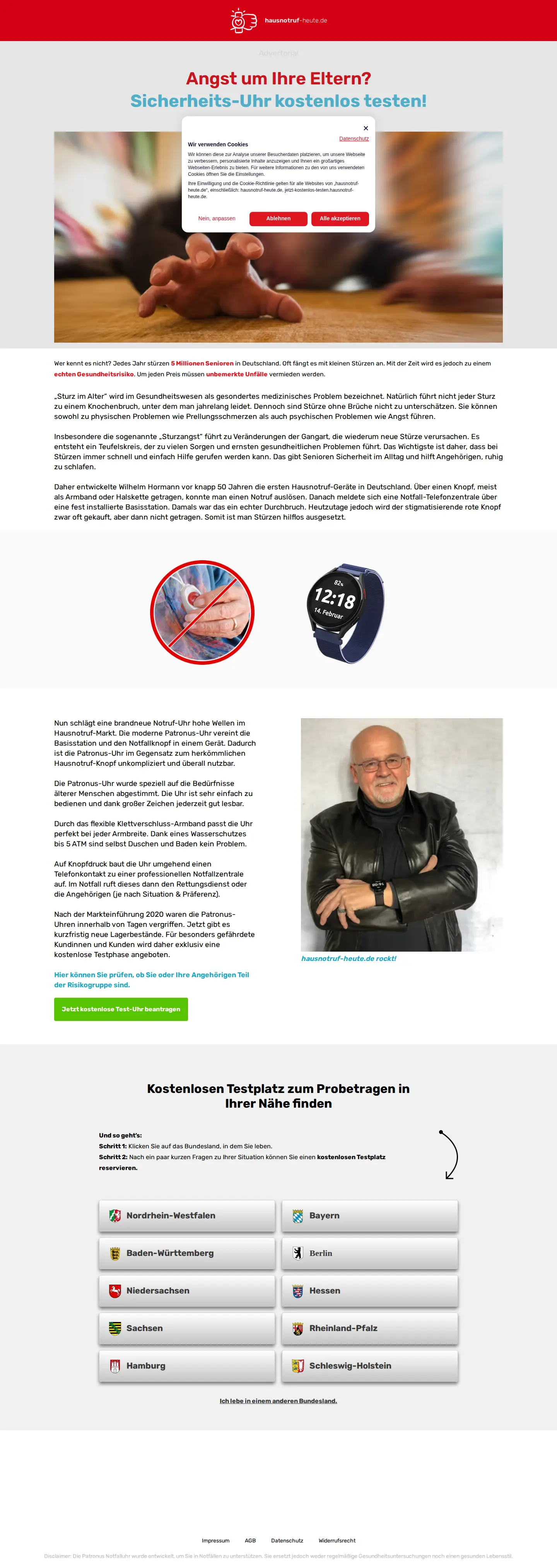 Landing page screenshot