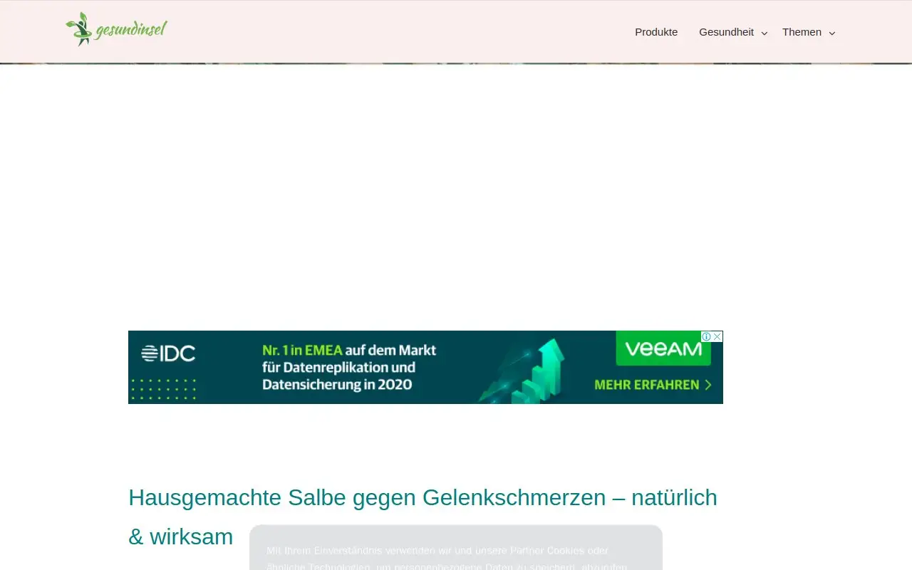 Landing page screenshot