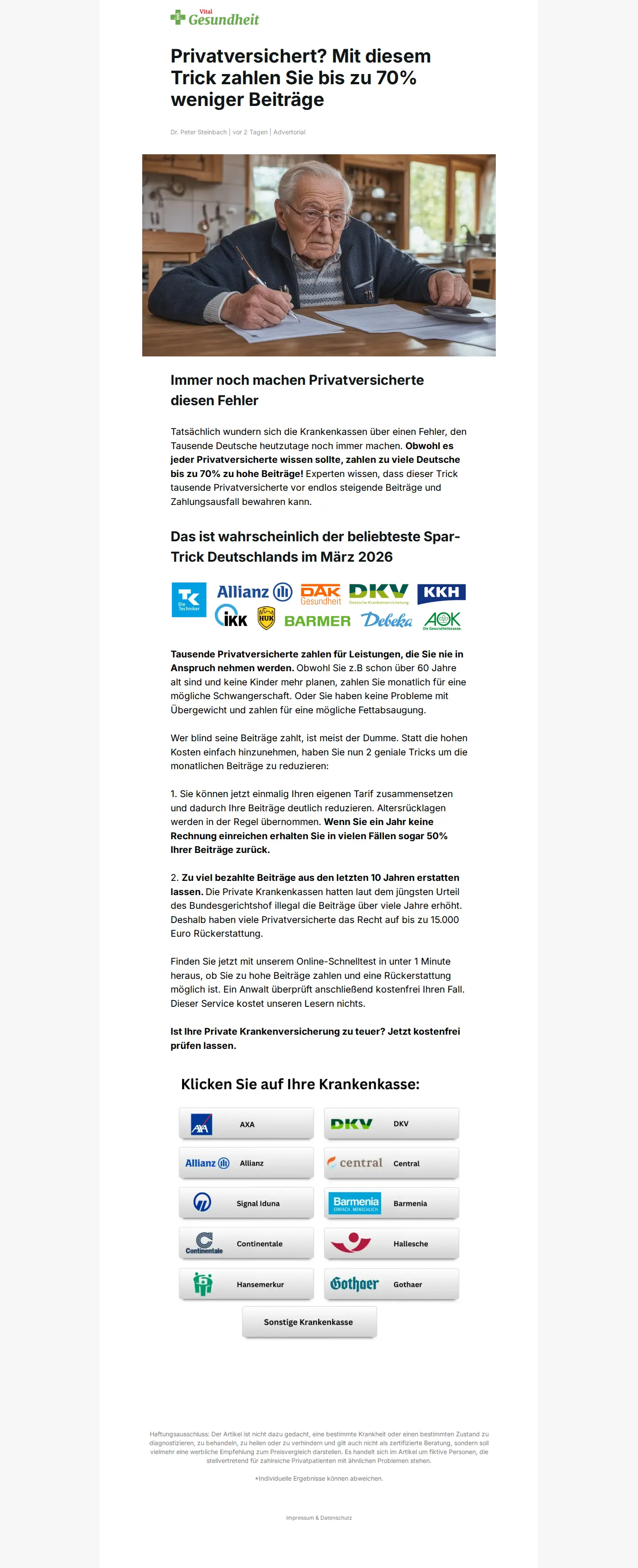 Landing page screenshot