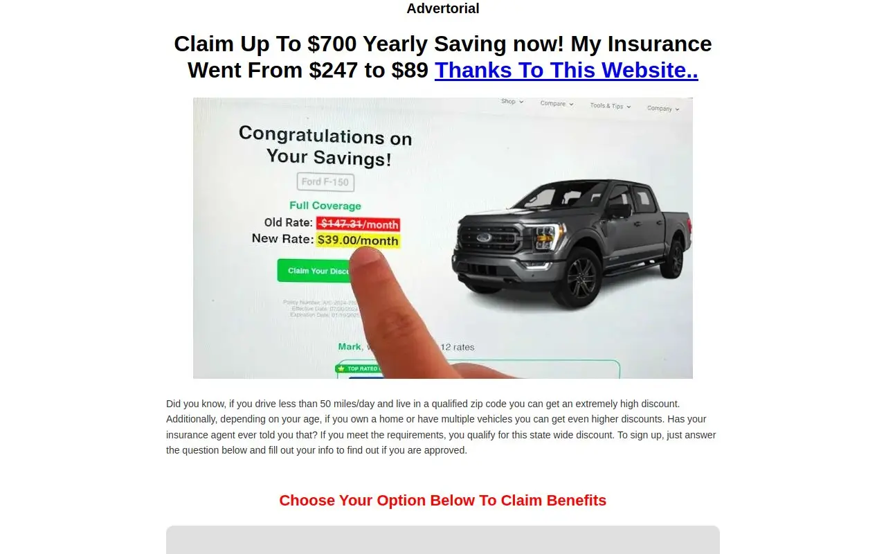 Landing page screenshot
