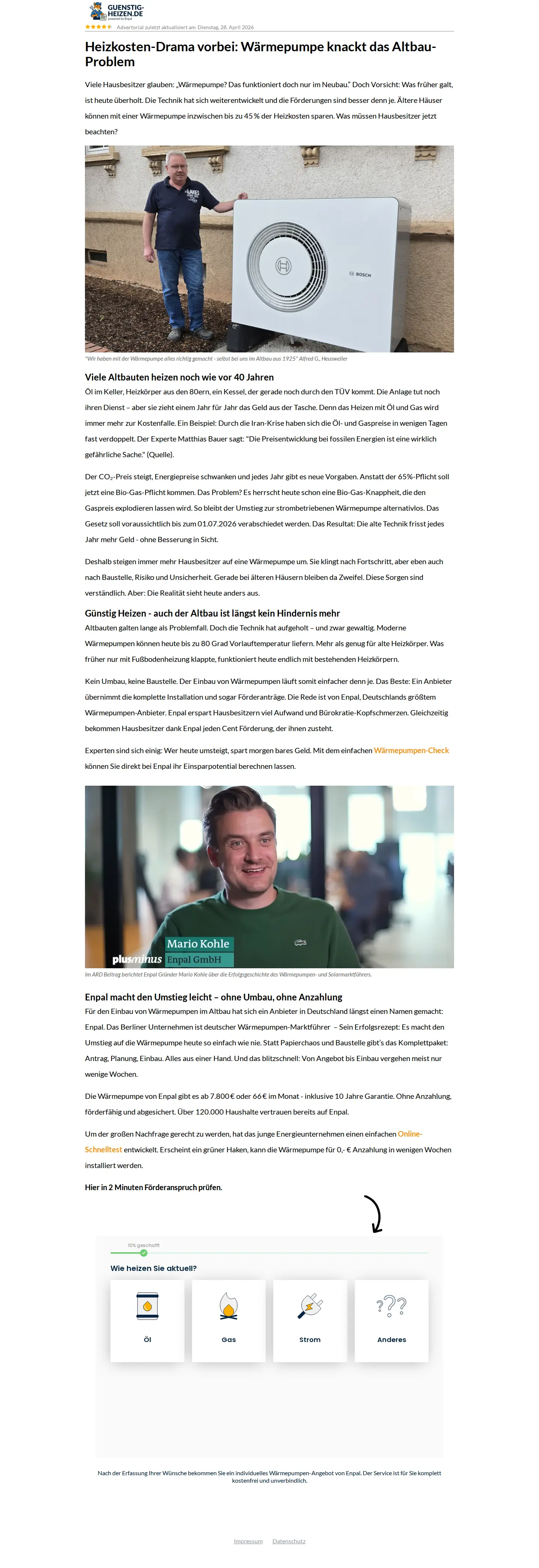 Landing page screenshot