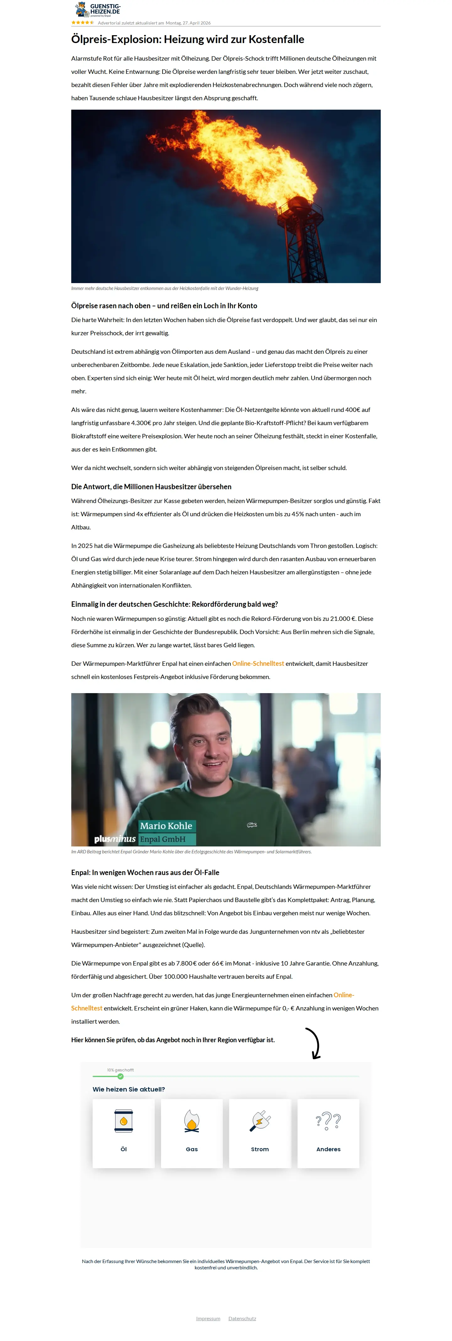 Landing page screenshot