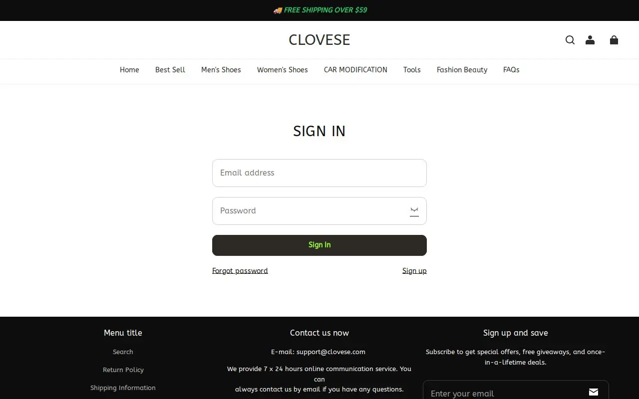 Landing page screenshot