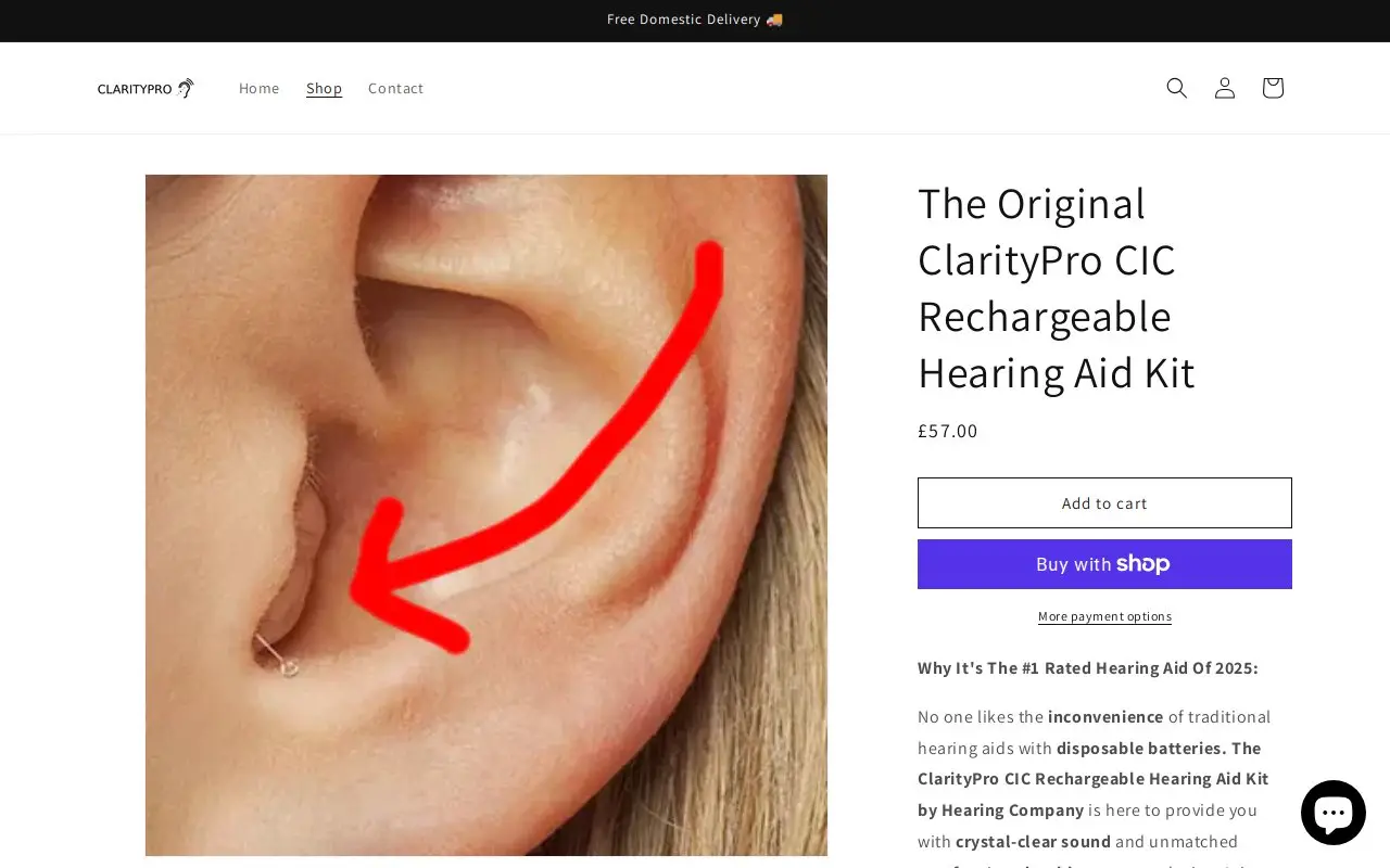 Landing page screenshot