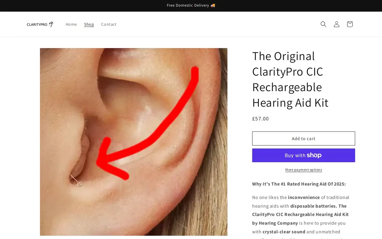 Landing page screenshot