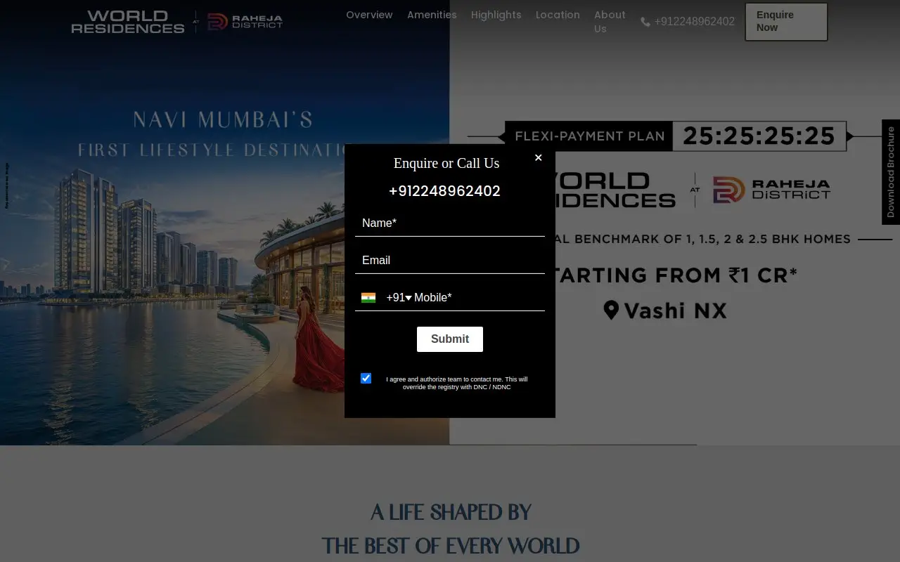 Landing page screenshot