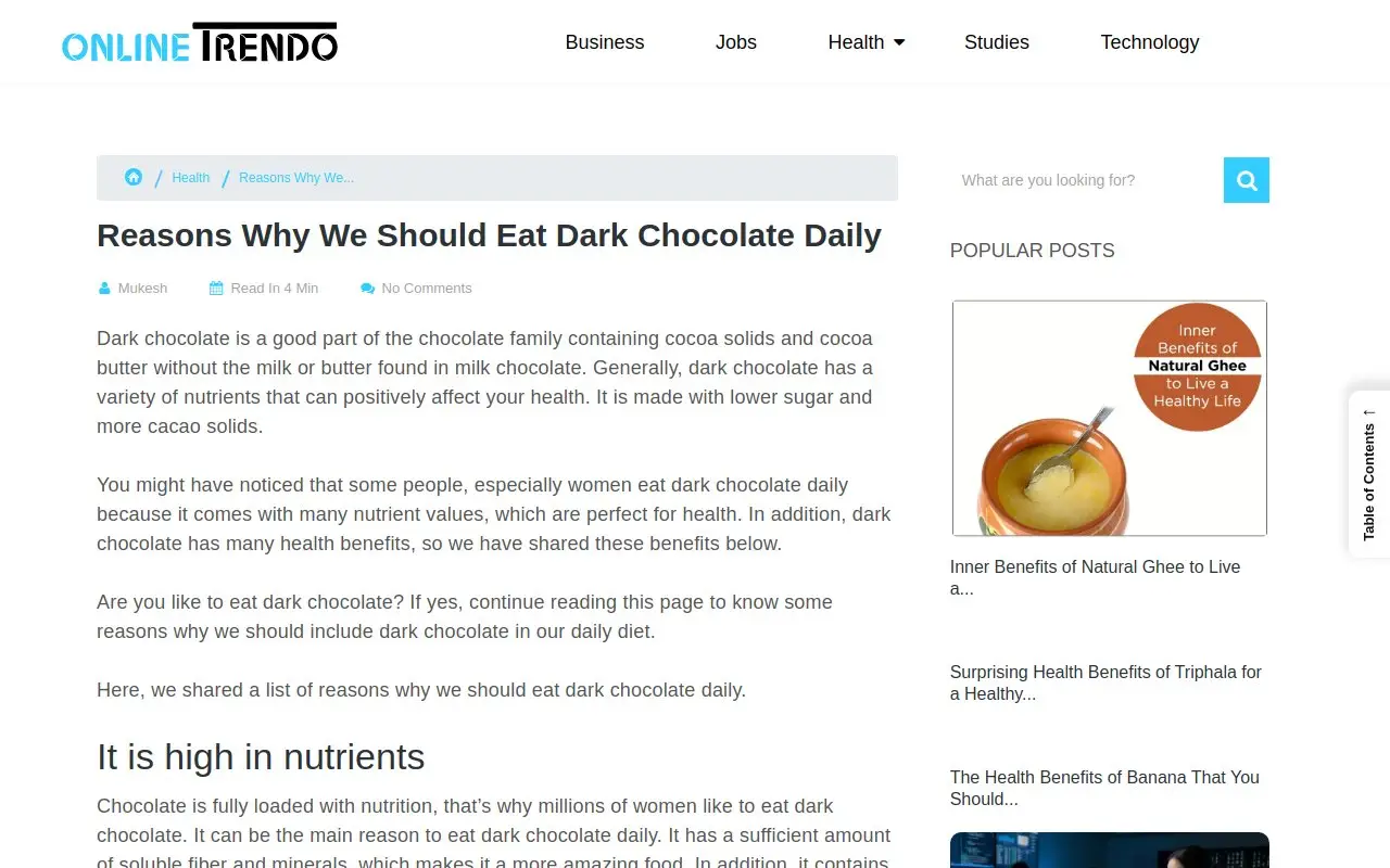 Landing page screenshot
