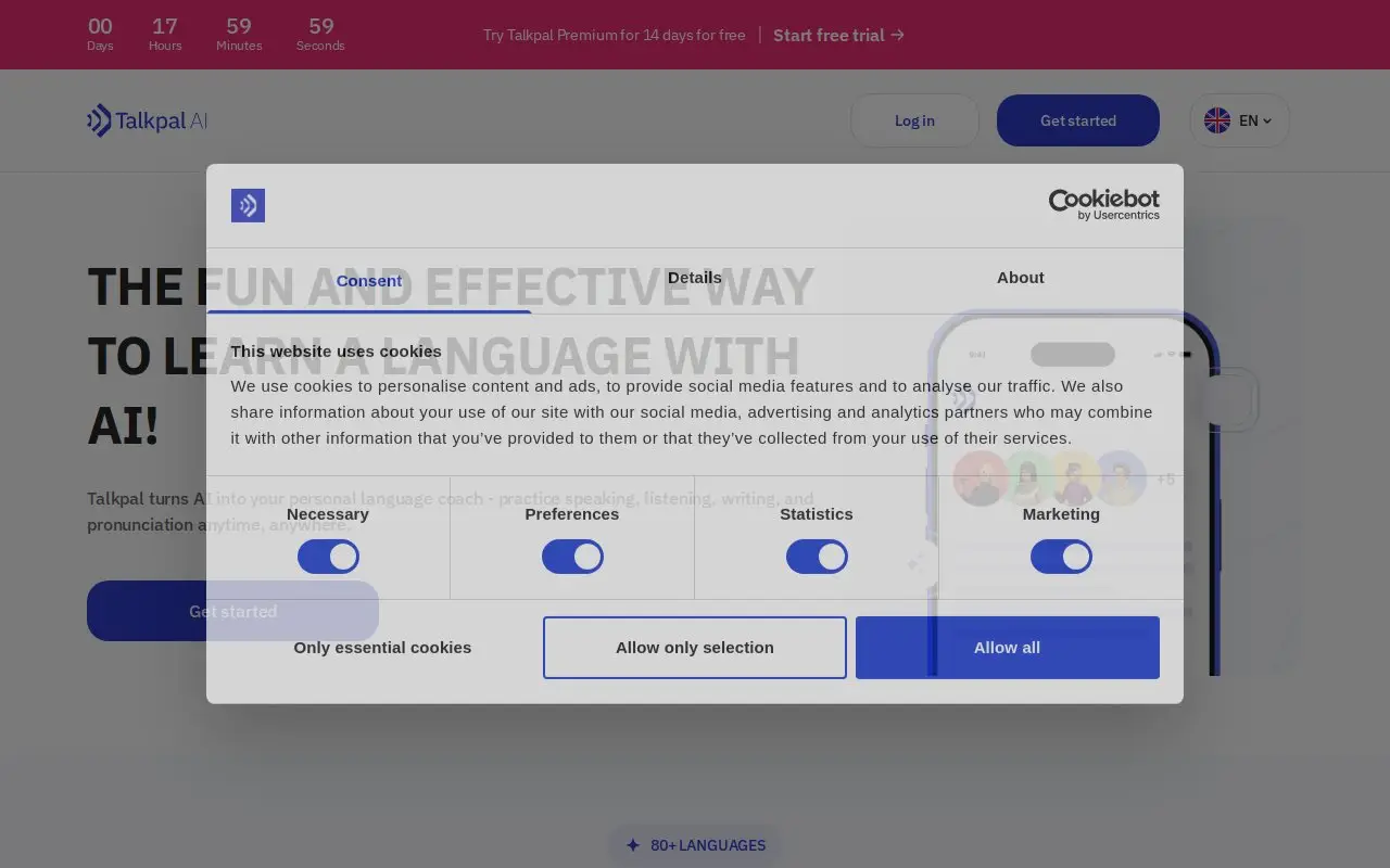 Landing page screenshot