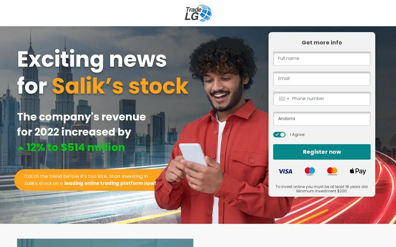 Landing page screenshot
