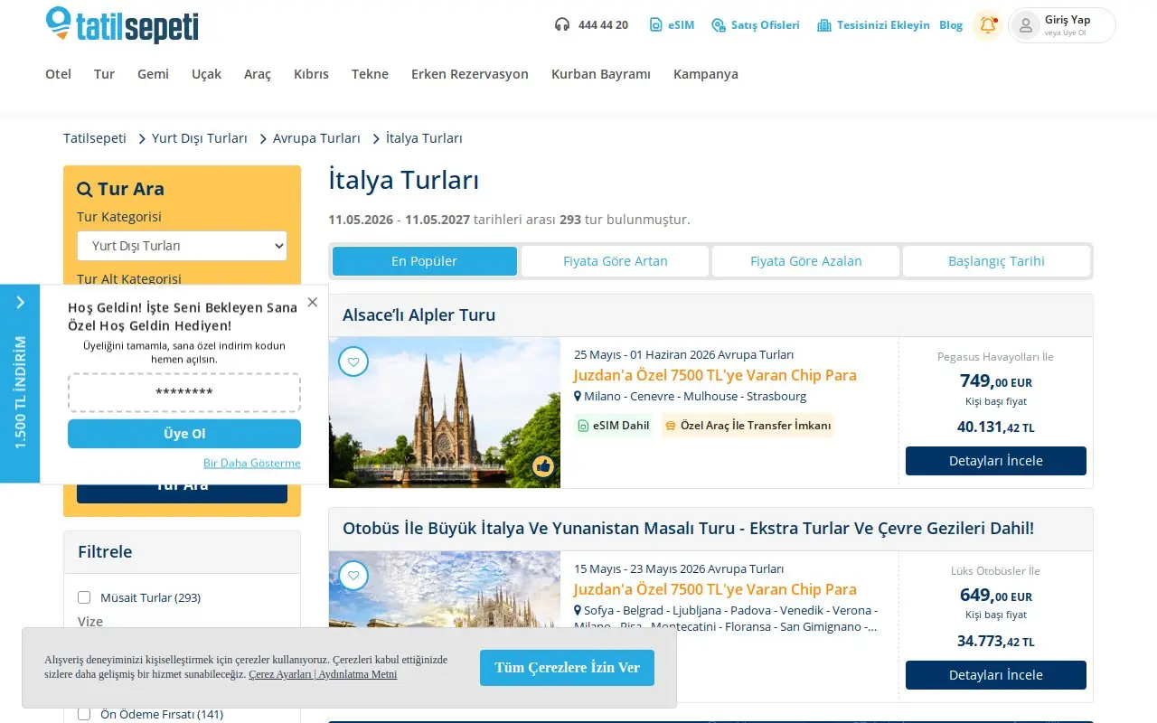 Landing page screenshot