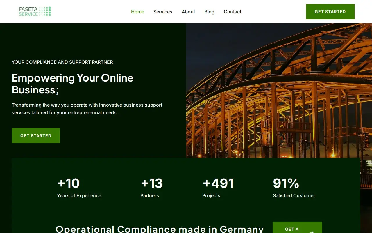 Landing page screenshot