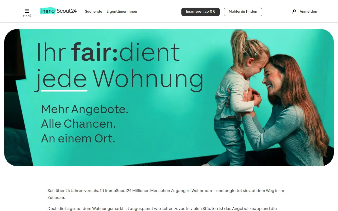 Landing page screenshot
