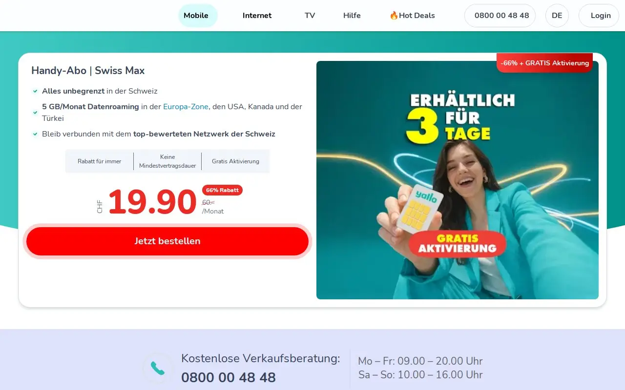 Landing page screenshot