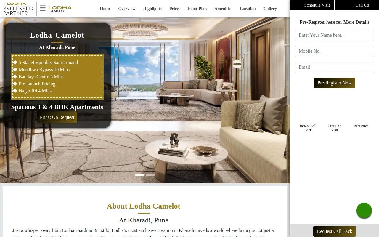 Landing page screenshot