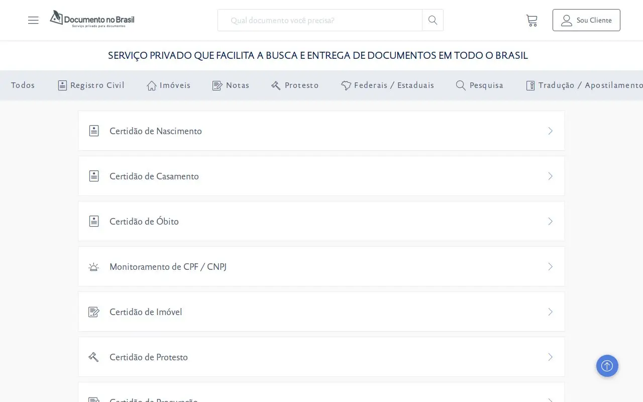 Landing page screenshot