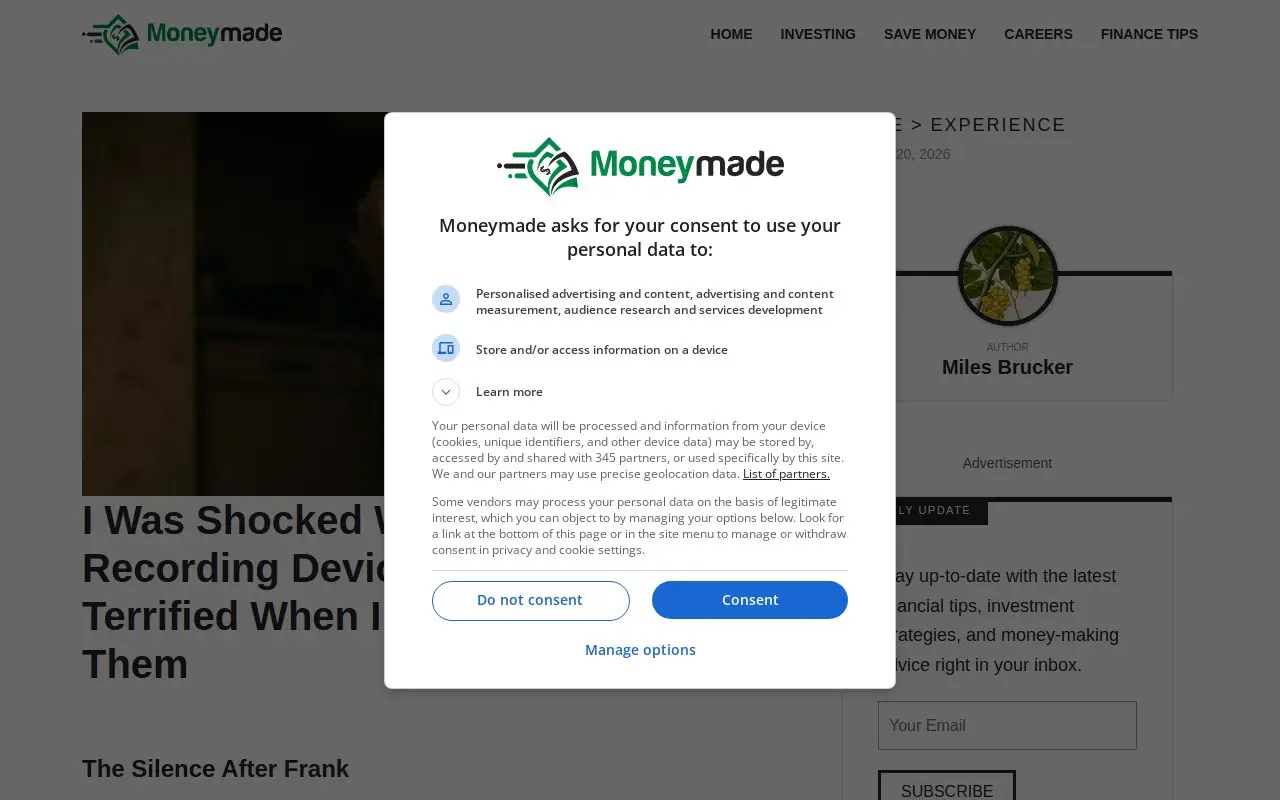 Landing page screenshot