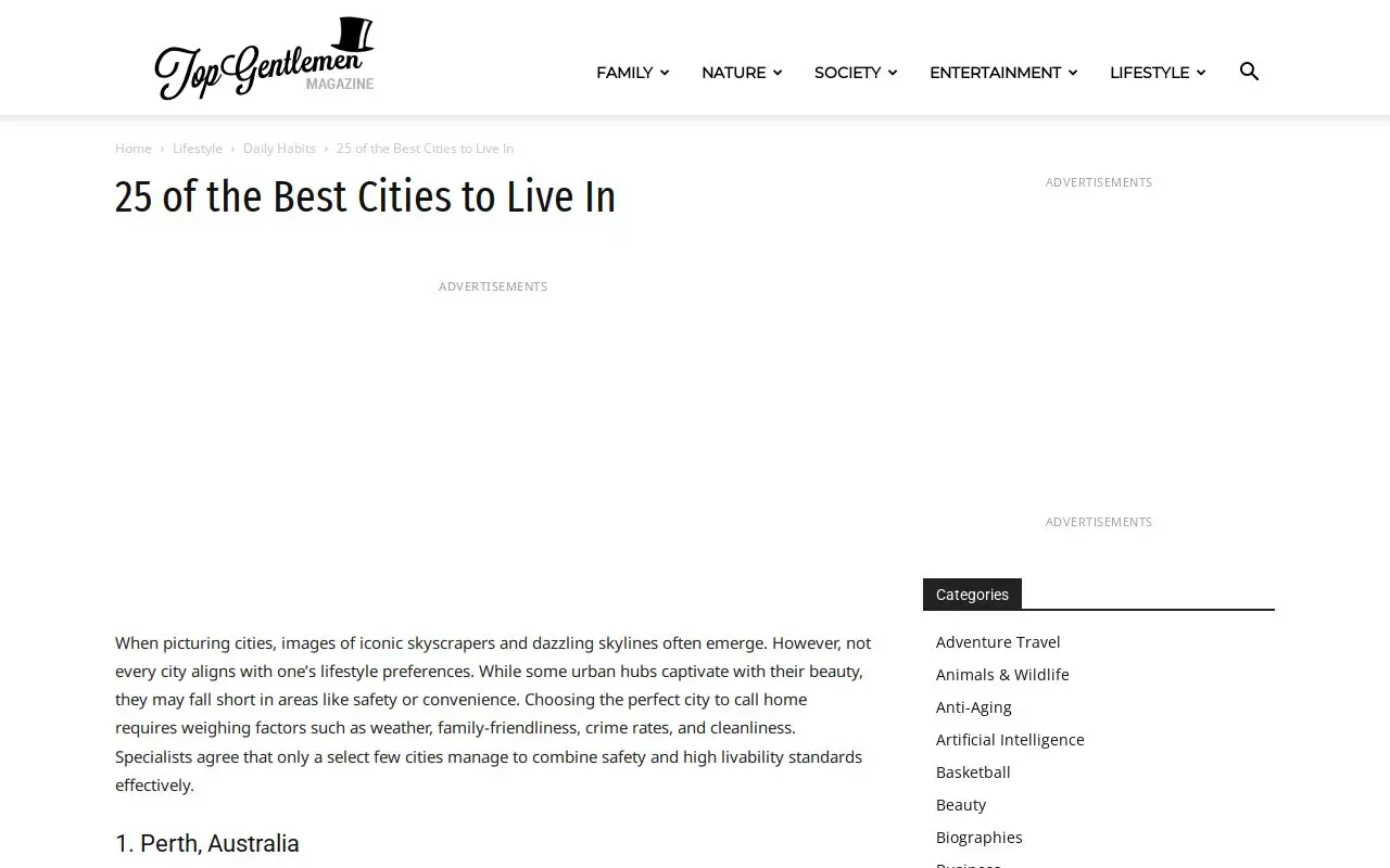 Landing page screenshot