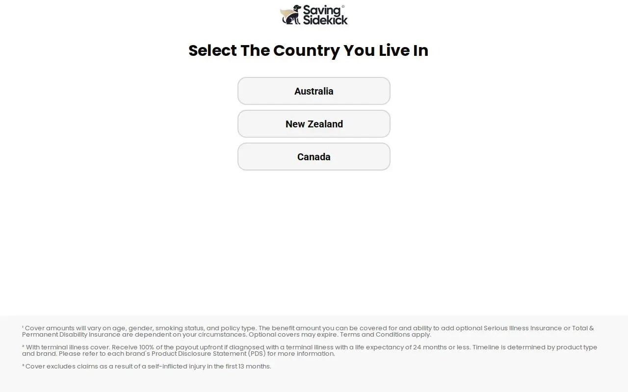 Landing page screenshot