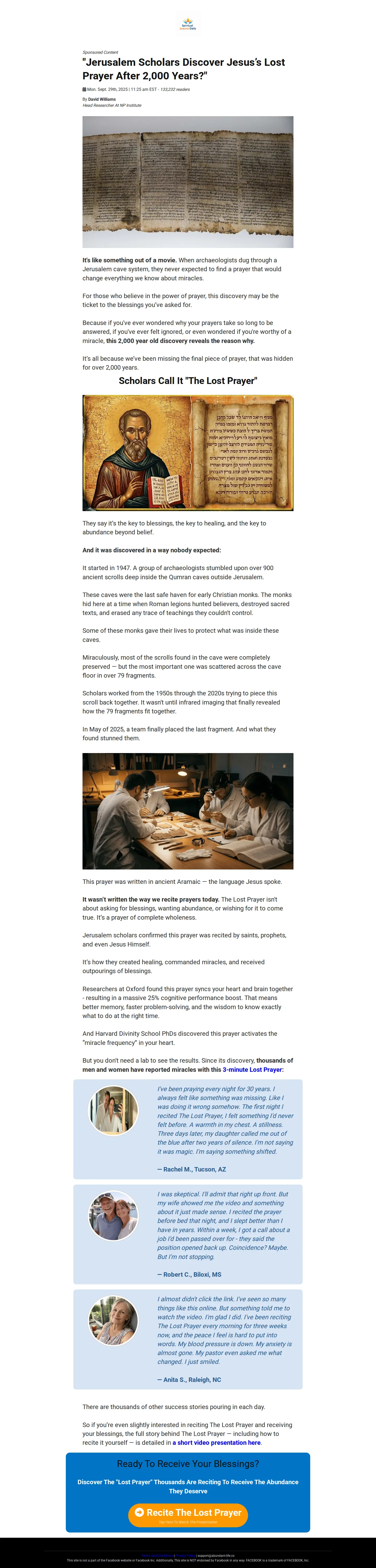 Landing page screenshot
