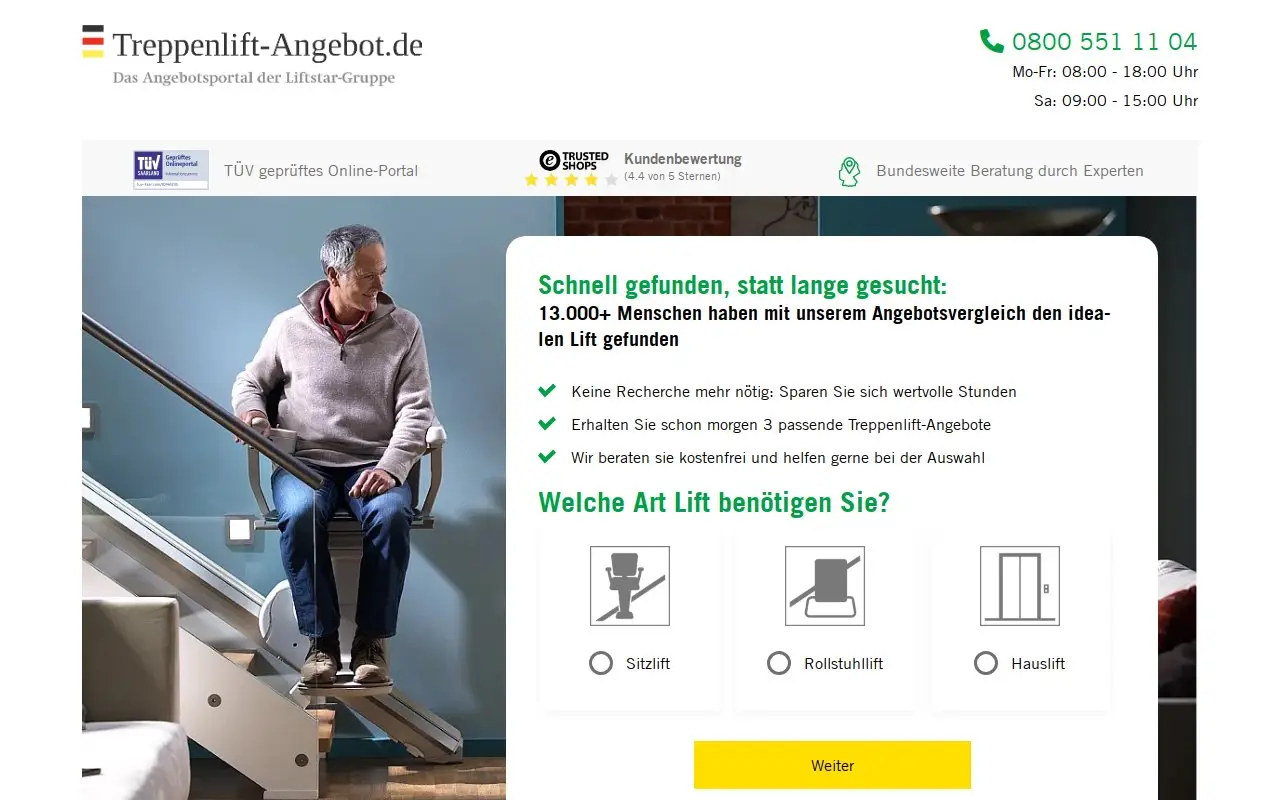Landing page screenshot