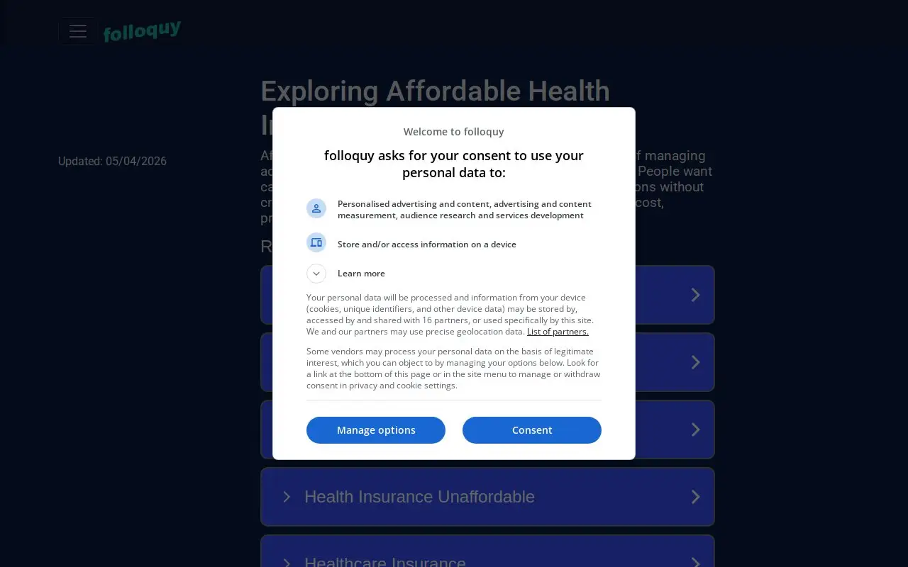 Landing page screenshot