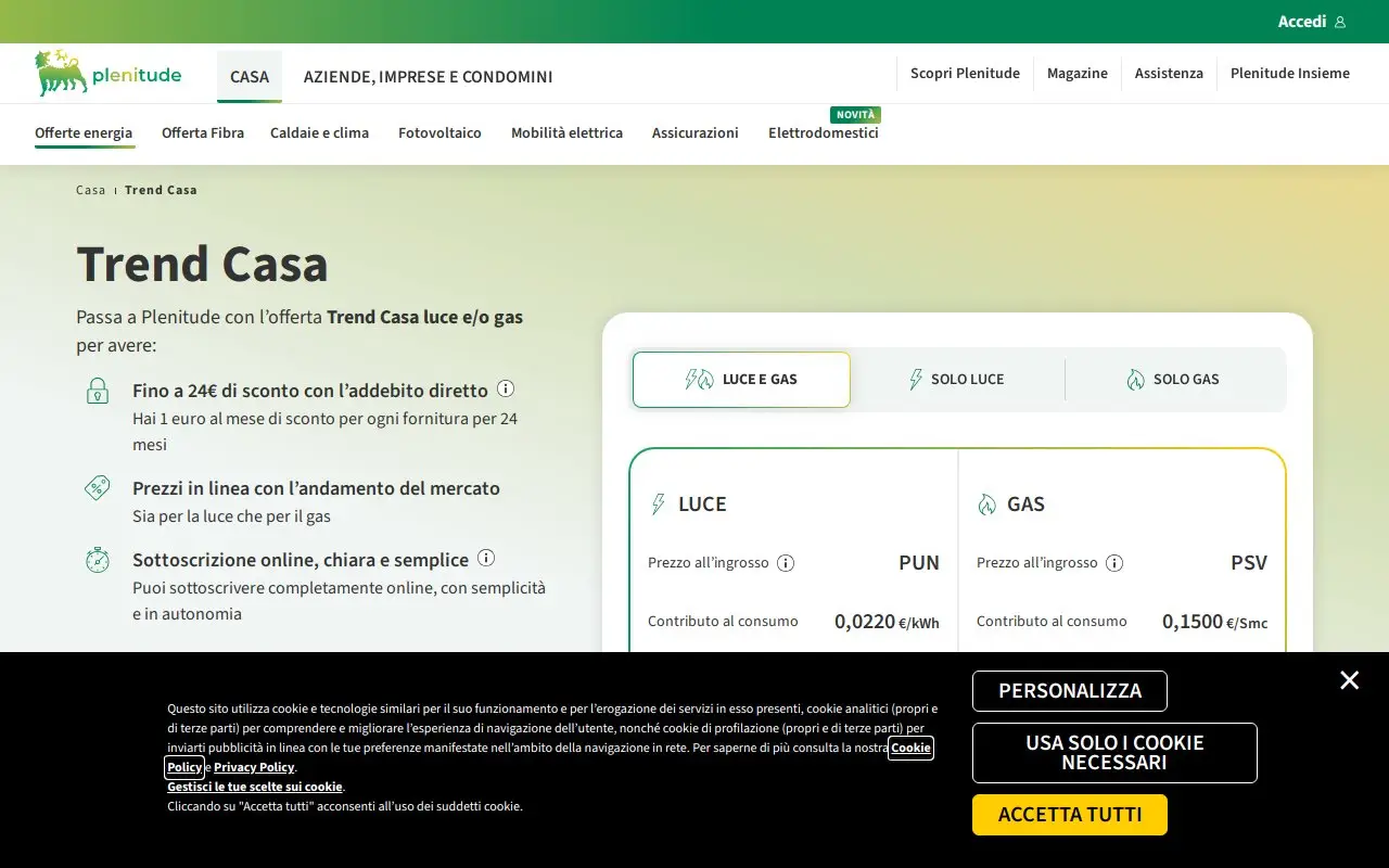 Landing page screenshot