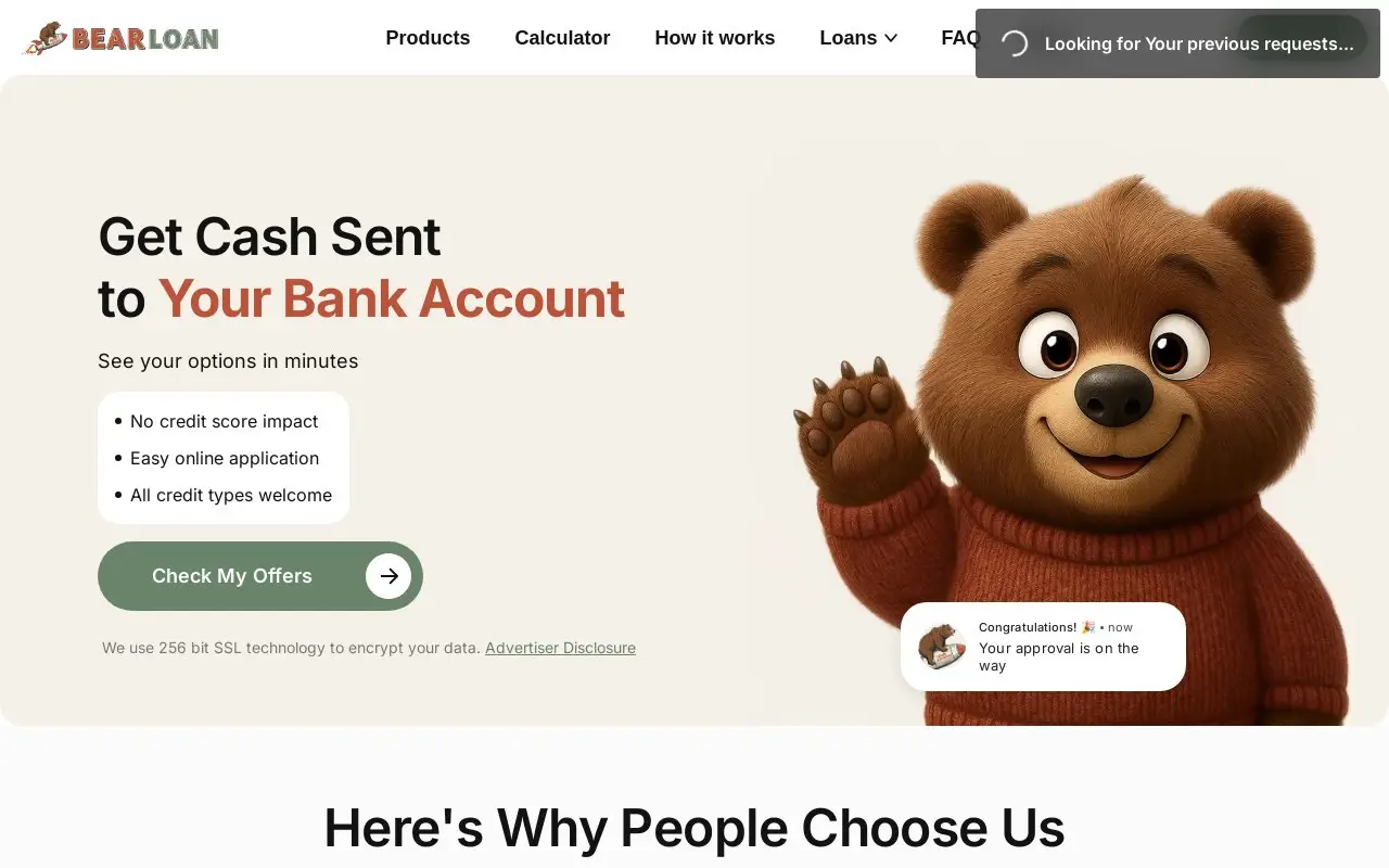 Landing page screenshot