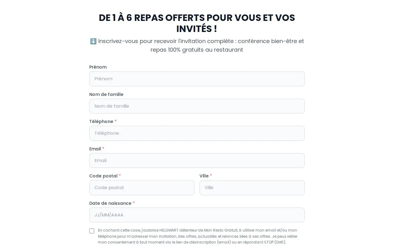Landing page screenshot