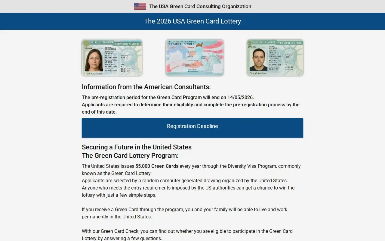 Landing page screenshot